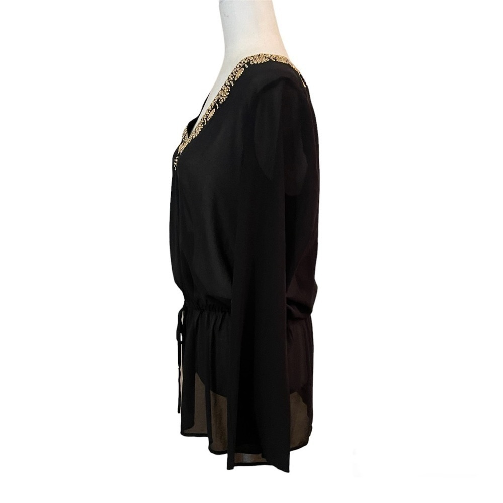 MICHAEL KORS Black Sheer Cover Up Gold Embellished - Picture 5 of 6
